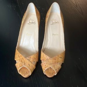 Christian Louboutin beige cork pumps